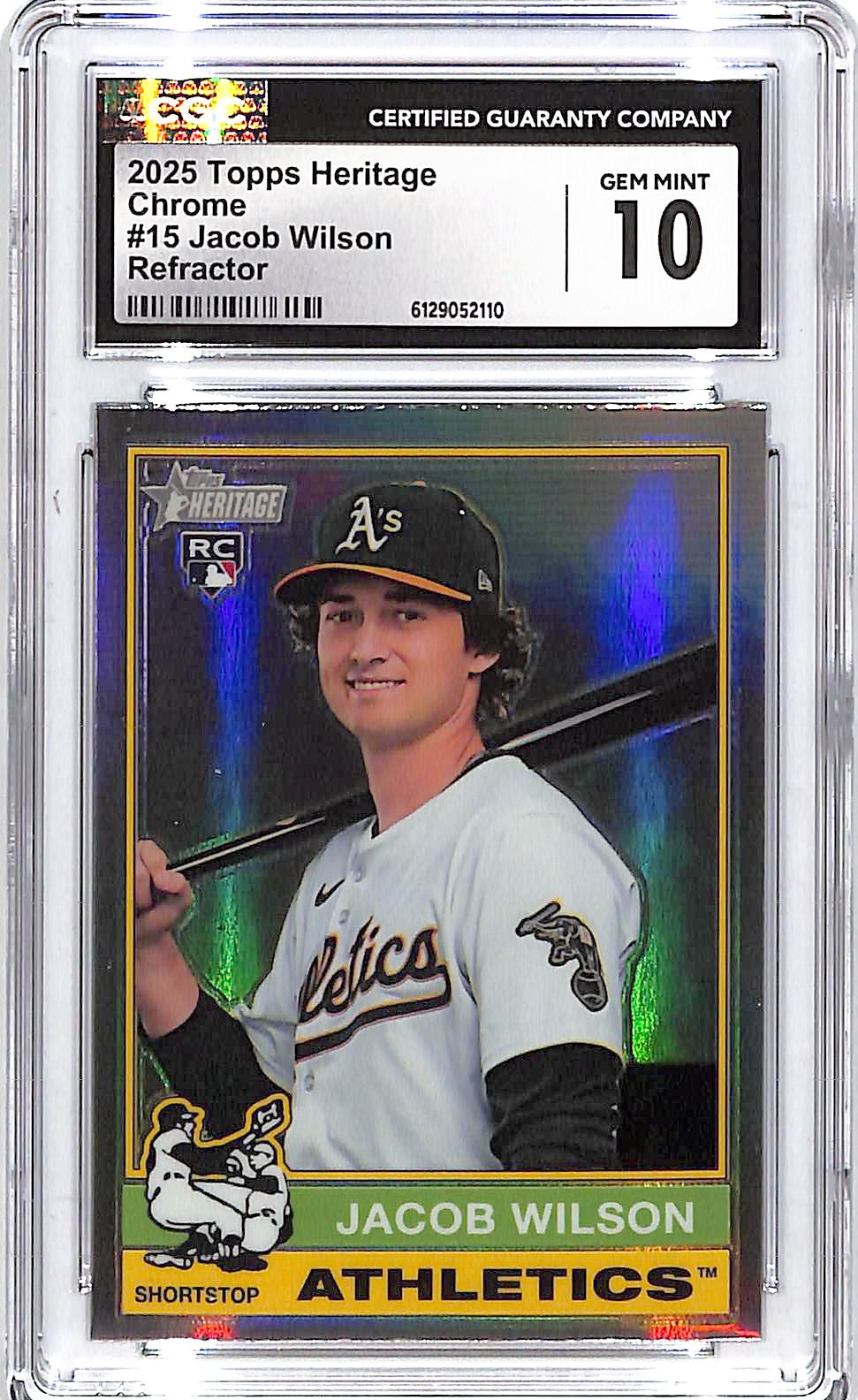 2025 Topps Heritage Jacob Wilson Chrome Refractor Rookie RC #15 CGC 10 Athletics