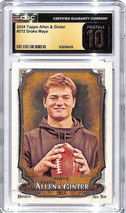 2024 Topps Allen and Ginter Drake Maye ROokie RC #272 CGC 10 Pristine Patriots