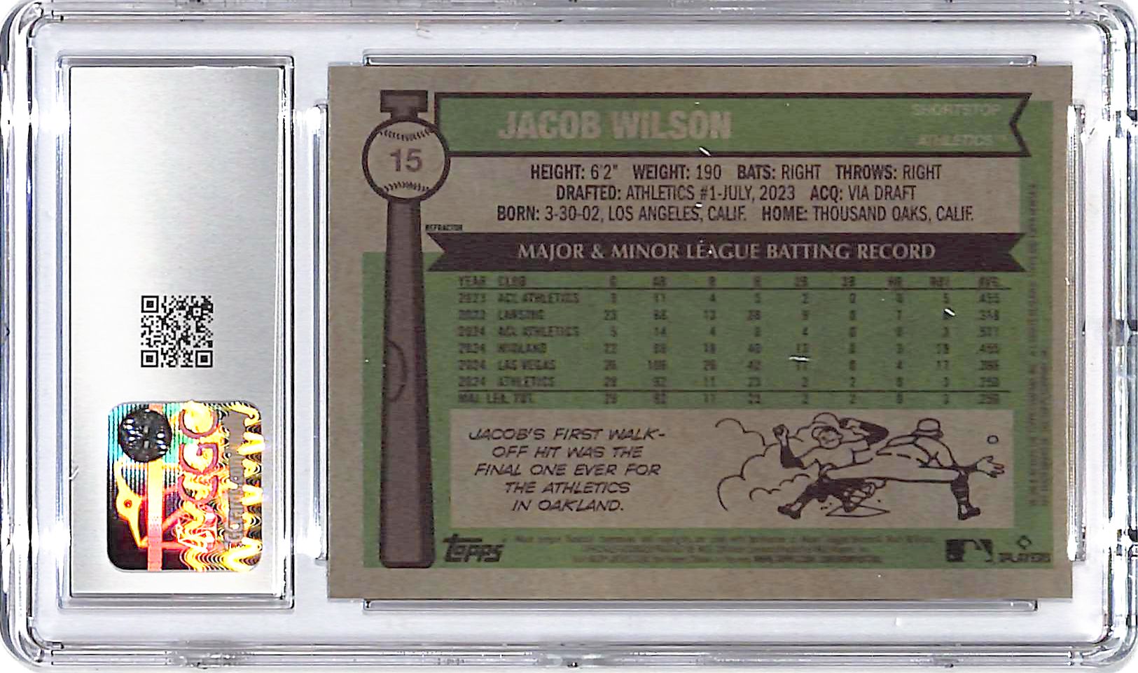 2025 Topps Heritage Jacob Wilson Chrome Refractor Rookie RC #15 CGC 10 Athletics
