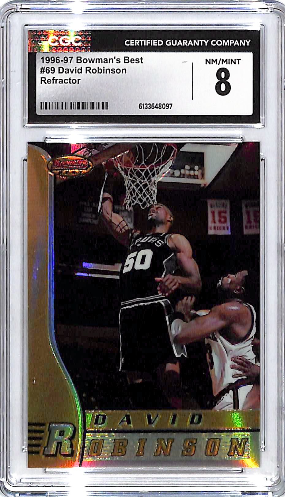 1996-97 Bowmans Best David Robinson Refractor CGC 8 Spurs
