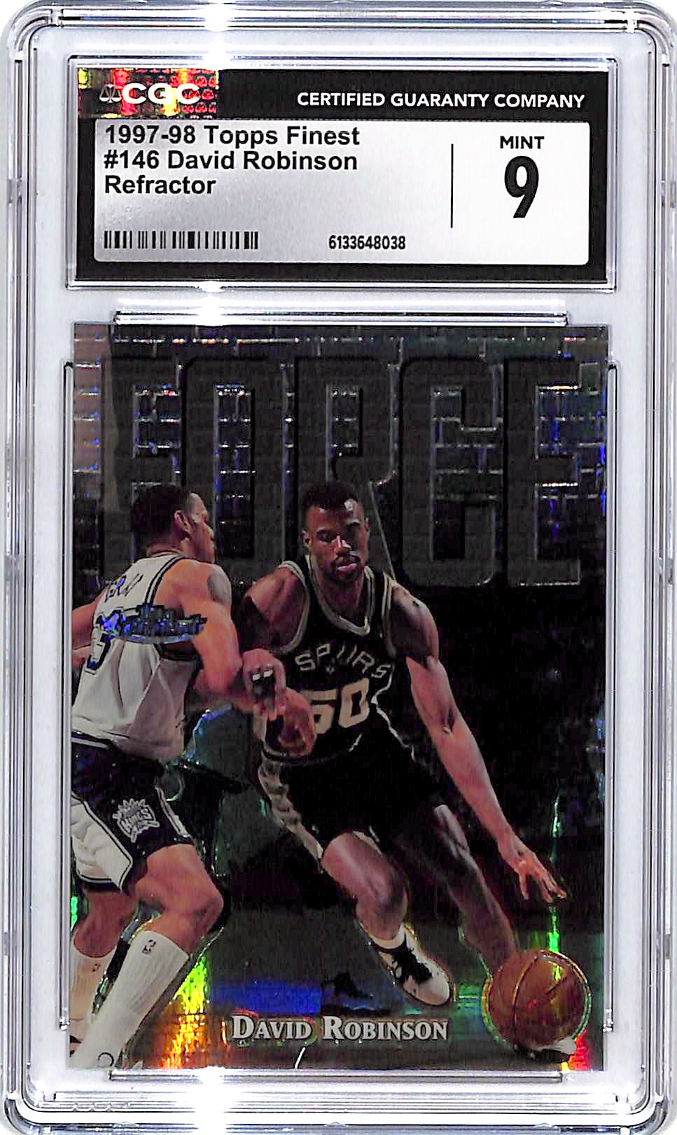1997-98 Topps Finest David Robinson Force Refractor CGC 9 Spurs