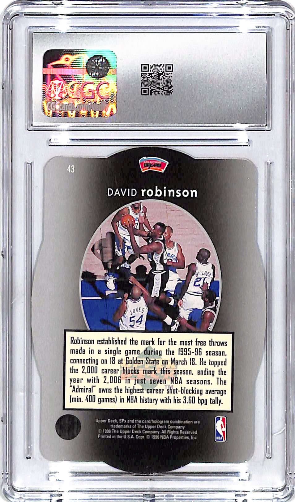 1996 SPx David Robinson Gold #43 CGC 8 Spurs