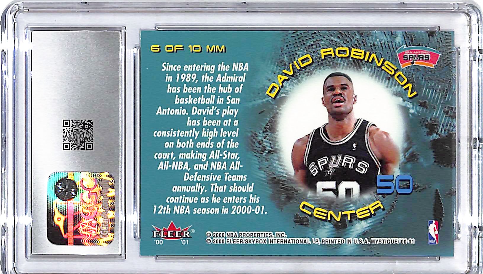 2000-01 Fleer Mystique David Robinson Middle Men CGC 9 Spurs