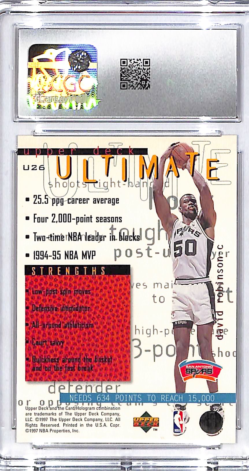1997-98 Upper Deck David Robinson Ultimates CGC 9.5 Spurs