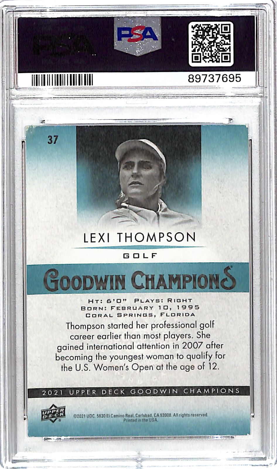 2021 Upper Deck Goodwin Champions Lexi Thompson Auto Autograph PSA DNA Authentic