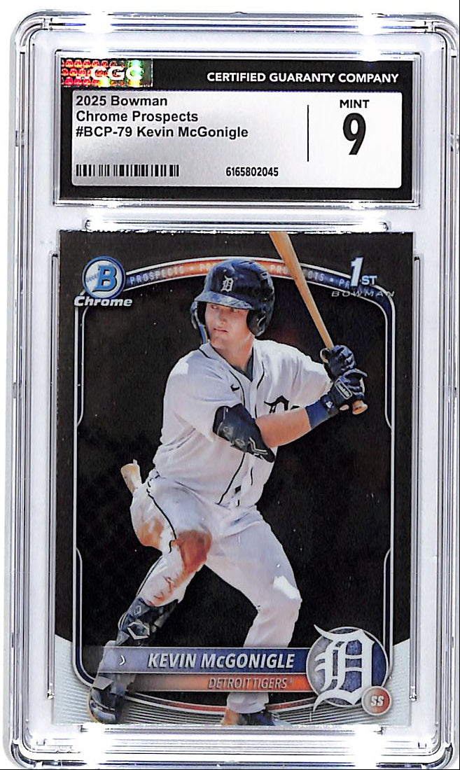2025 Bowman Chrome Kevin McGonigle Rookie RC Prospect CGC 9 Tigers