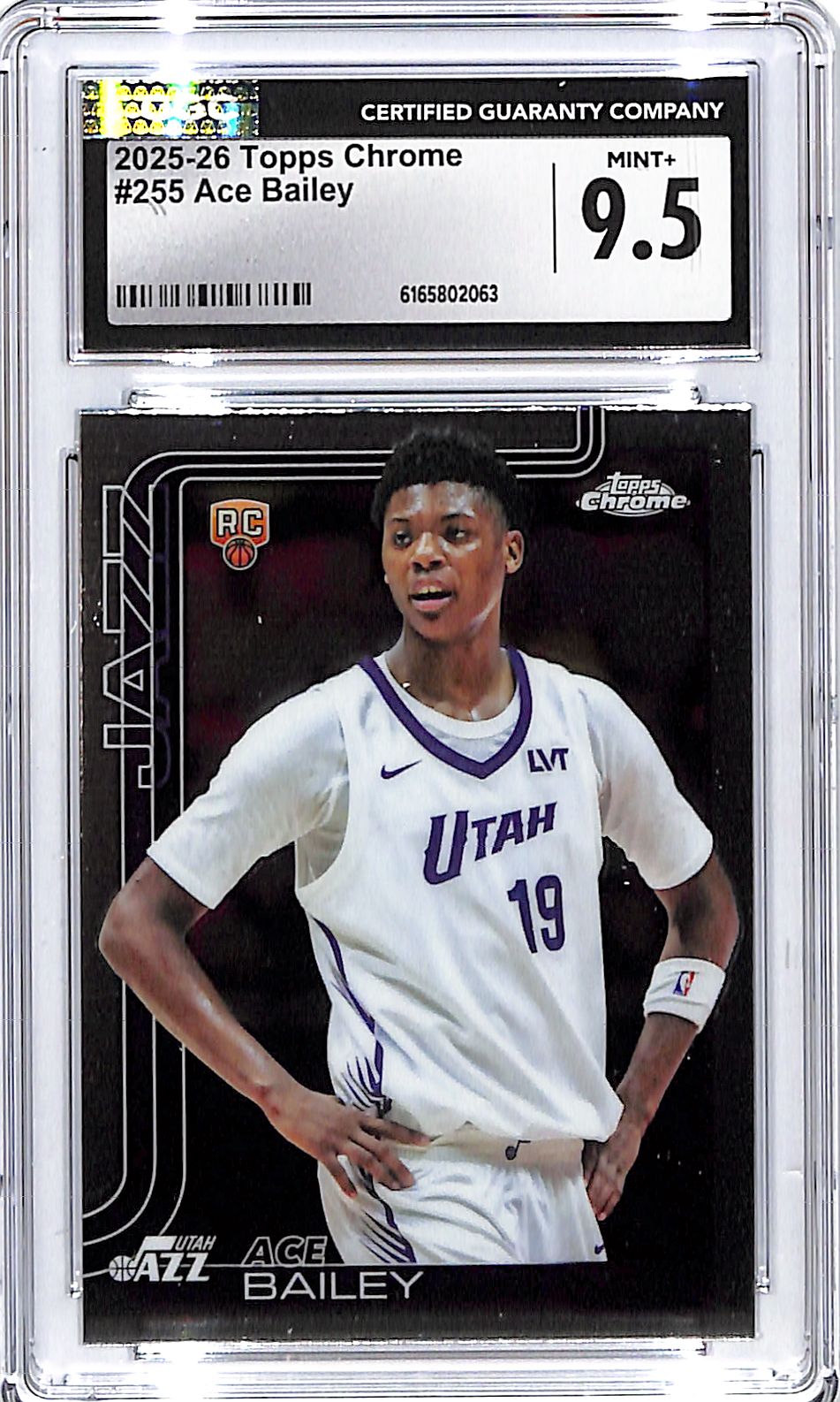 2025-26 Topps Chrome Ace Bailey Rookie RC #255 CGC 9.5 Jazz