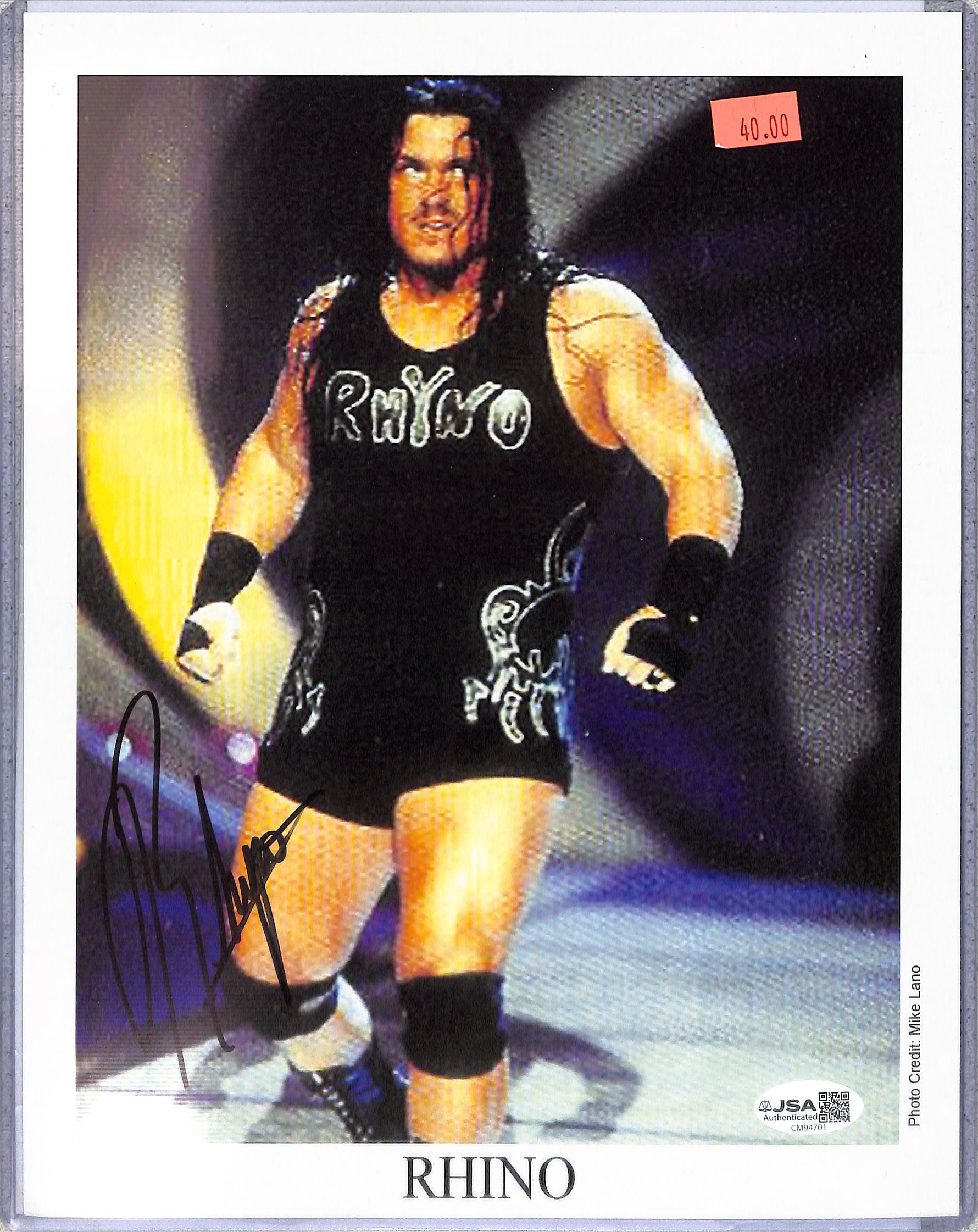 Rhino WWE Signed Auto Autograph JSA Authentic 8x10 Photo