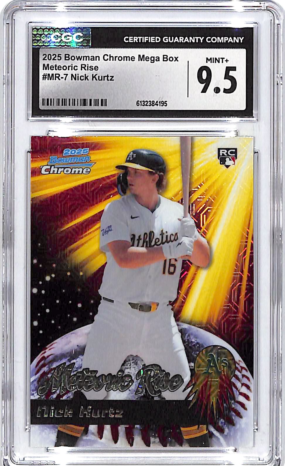 2025 Bowman Chrome Nick Kurtz Meteoric Rise Mega Box Mojo Rookie RC CGC 9.5 Athletics