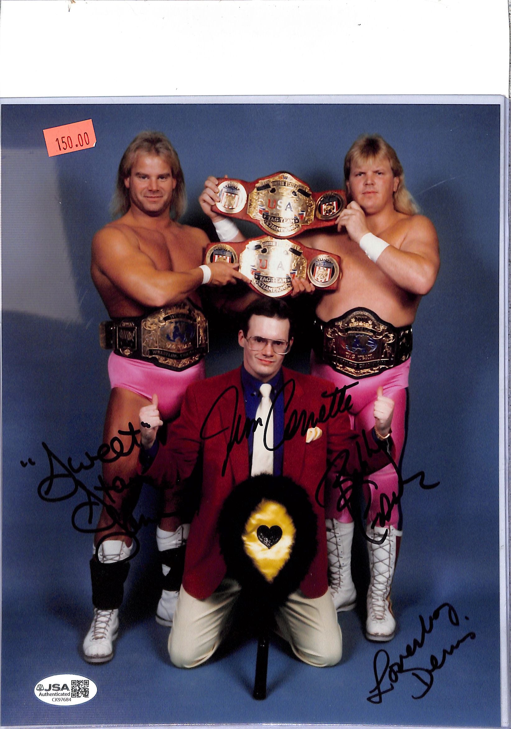 Jim Cornette Stan Lane Bobby Eaton Dennis Condrey WWE Signed Auto Autograph JSA Authentic 8x10 Photo