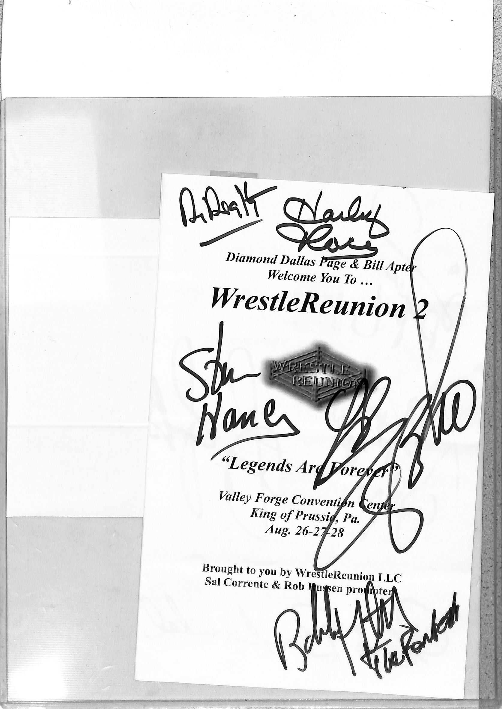 Diamond Dallas Page Santana Funk Bockwinkel Zbyszko Race Dr. Death Fulton Hansen WWE Signed Auto Autograph JSA Authentic Pamphlet