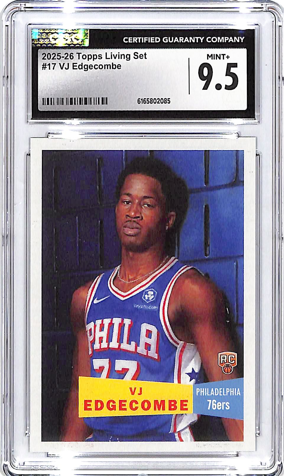 2025-26 Topps Living Set VJ Edgecombe Rookie RC #17 CGC 9.5 76ers