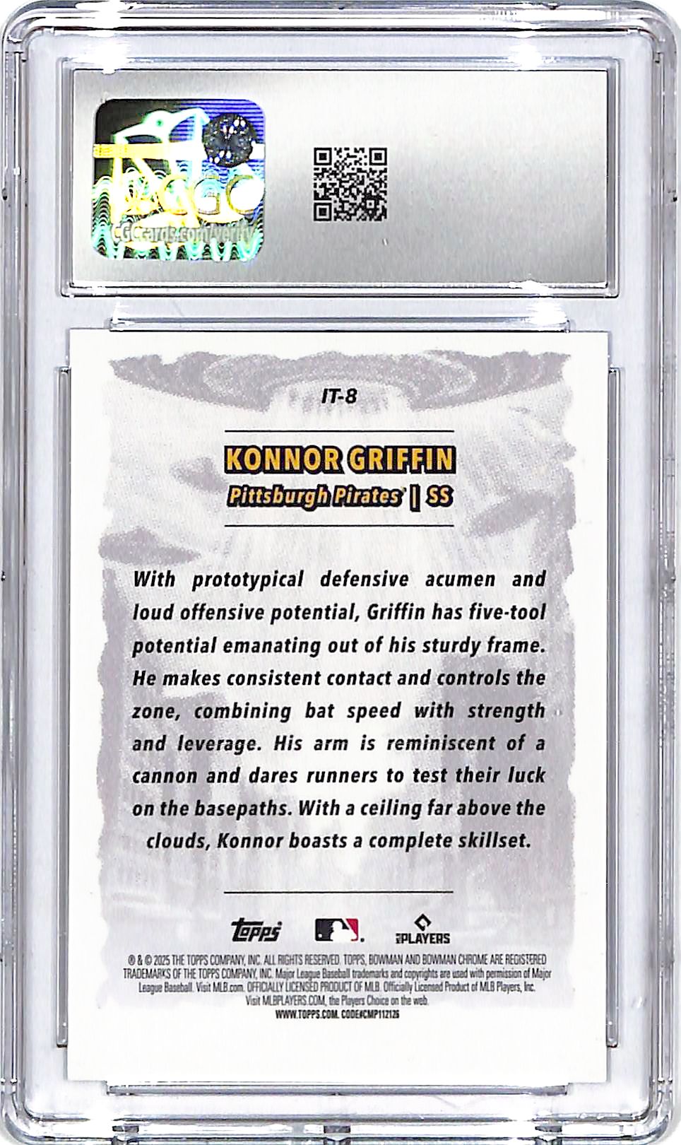 2025 Bowman Chrome Konnor Griffin It Came To The League Rookie RC CGC 9.5 Pirates