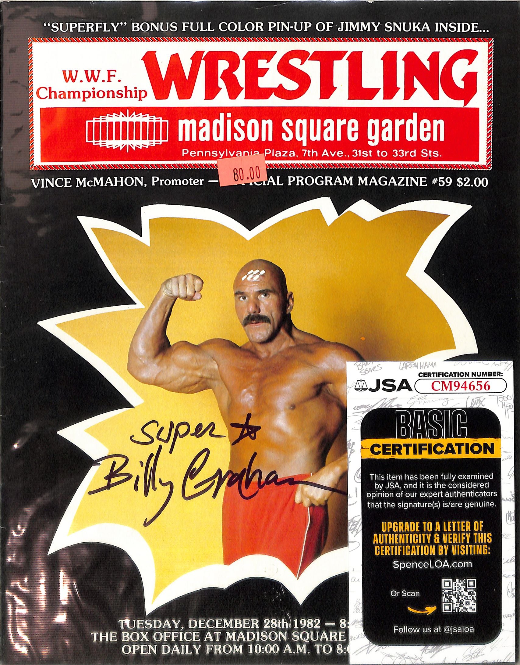Superstar Billy Graham WWE Signed Auto Autograph JSA Authentic Magazine