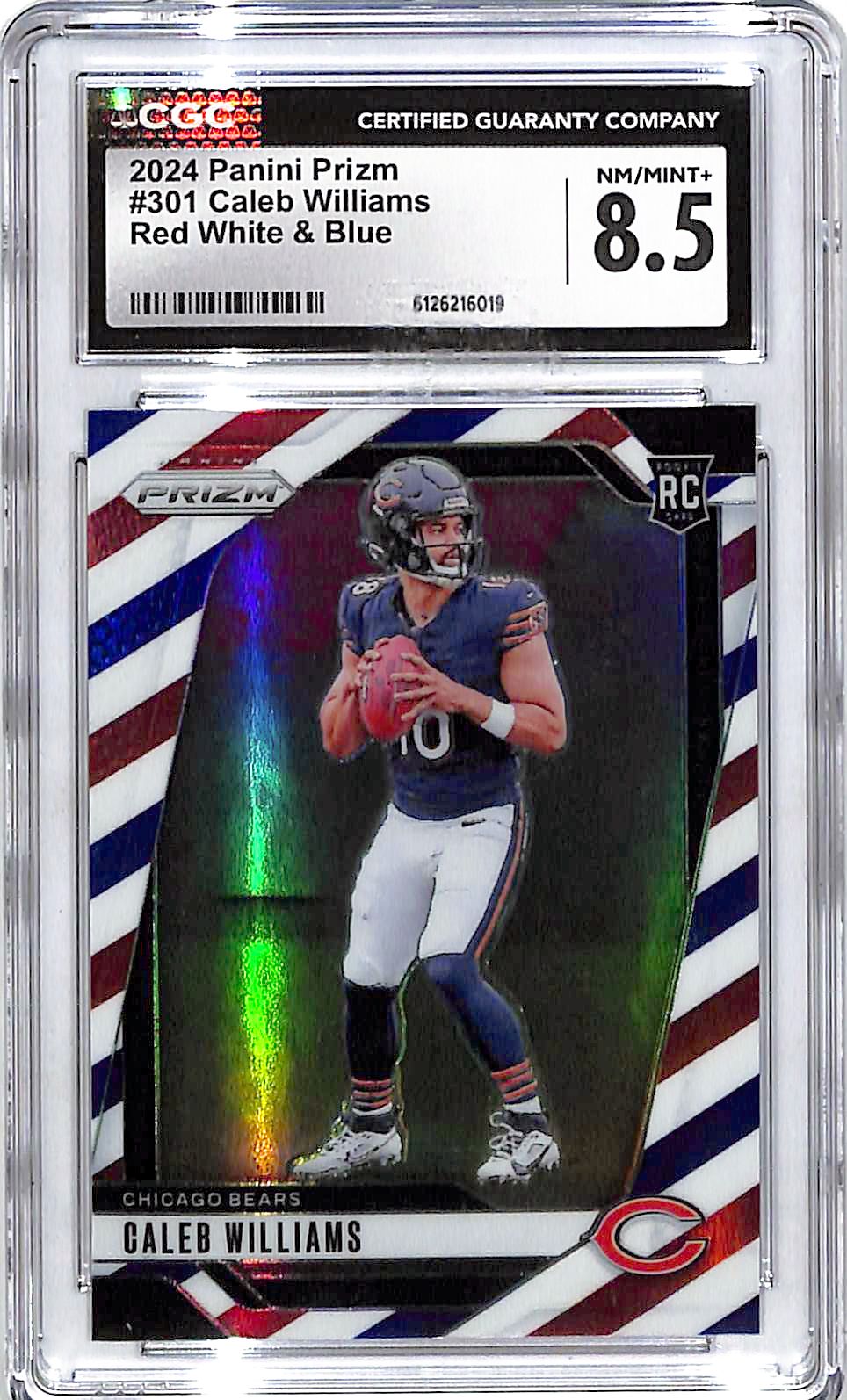 2024 Prizm Caleb Williams Red White and Blue Rookie RC CGC 8.5 Bears