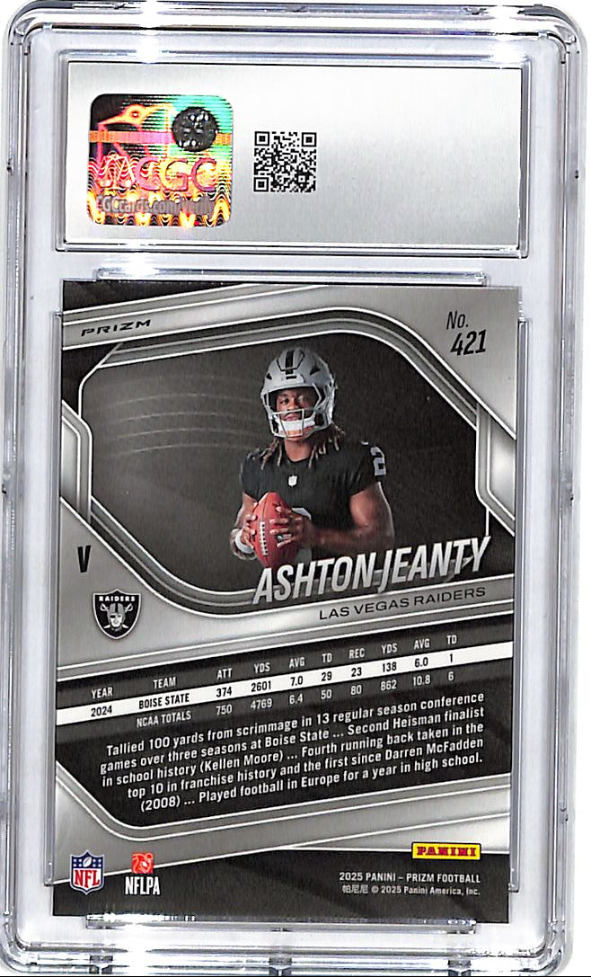 2025 Prizm Ashton Jeanty Rookie RC Silver Variation CGC 10 Raiders