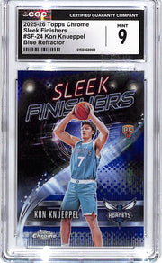 2025-26 Topps Chrome Kon Knueppel Sleek Finishers Blue Refractor Rookie RC /150 CGC 9 Hornets