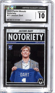 2025 Mosaic Jaxson Dart Notoriety Rookie RC CGC 10 Giants
