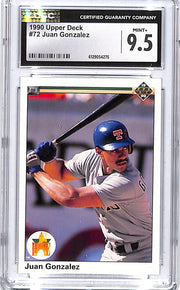 1990 Upper Deck Juan Gonzalez Star Rookie RC #72 CGC 9.5 Rangers