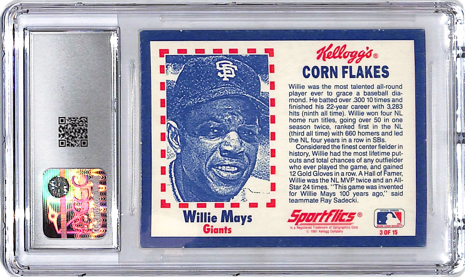 1991 Kellogg's WIllie Mays #3 CGC 8 Giants