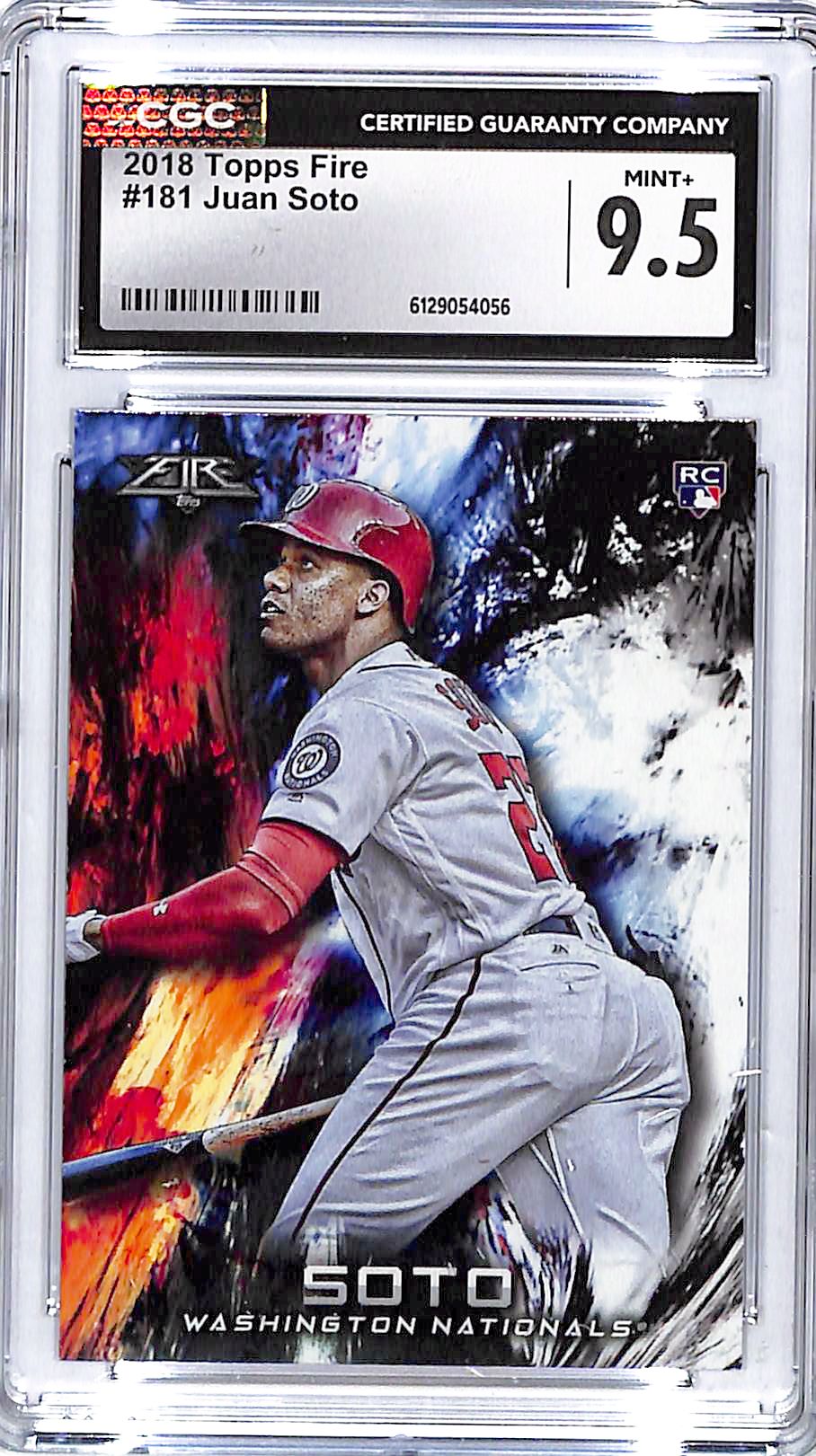2018 Topps Fire Juan Soto Rookie RC #181 CGC 9.5 Nationals