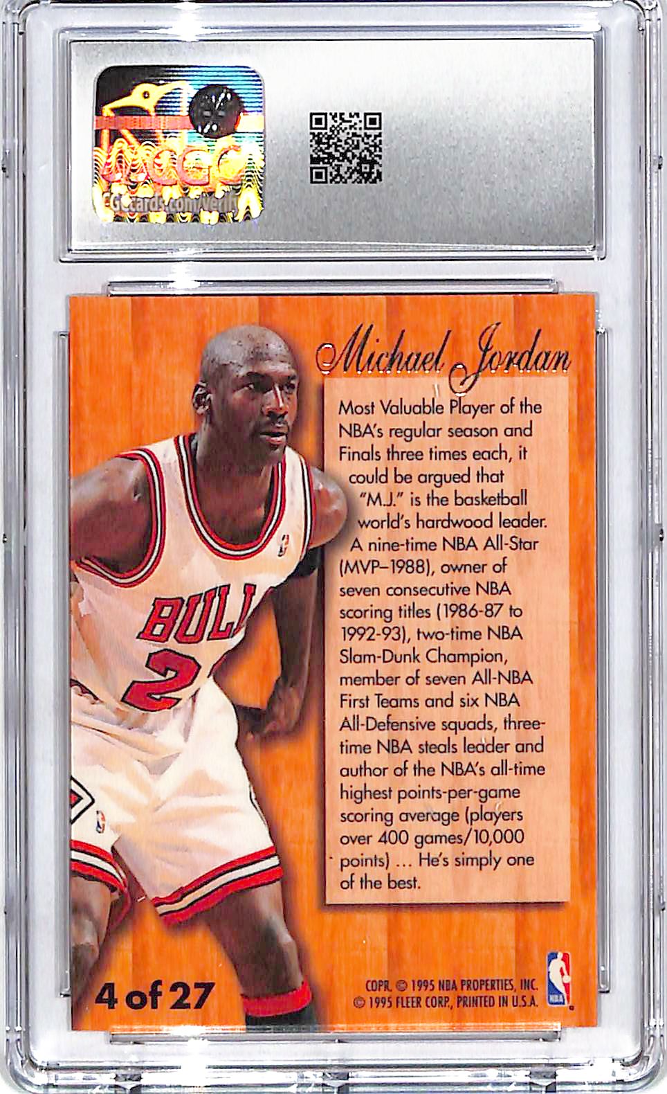 1995-96 Fleer Michael Jordan Hardwood Leaders #4 CGC 9 Bulls