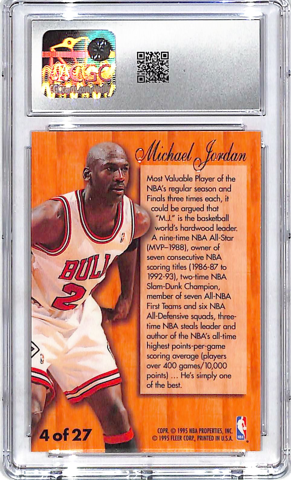 1995-96 Fleer Michael Jordan Hardwood Leaders #4 CGC 8 Bulls