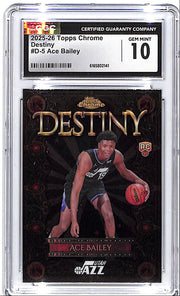 2025-26 Topps Chrome Ace Bailey Destiny Rookie RC CGC 10 Jazz