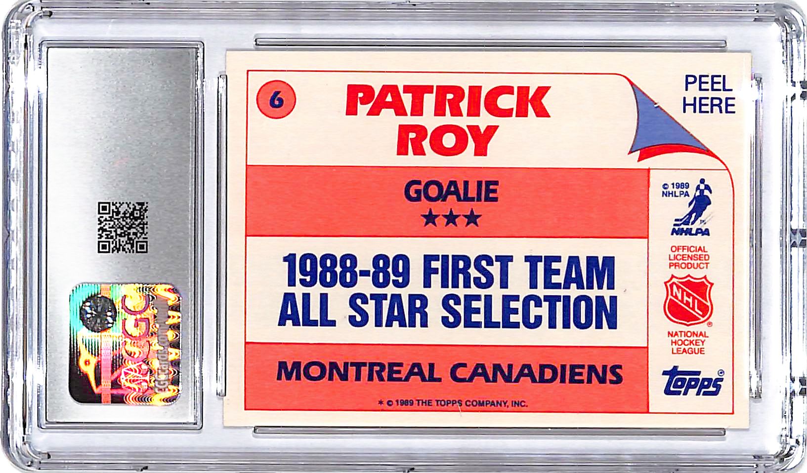 1989-90 Topps Stickers Patrick Roy Al Star #6 CGC 8 Canadians