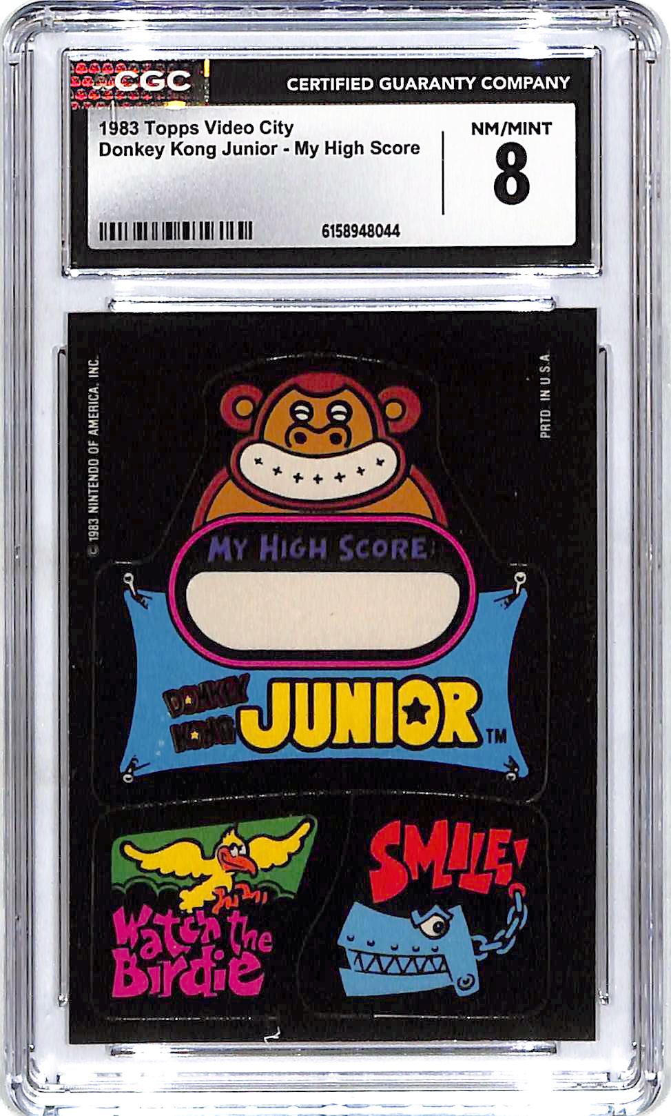 1983 Topps Video City Donkey Kong Junior My High Score CGC 8