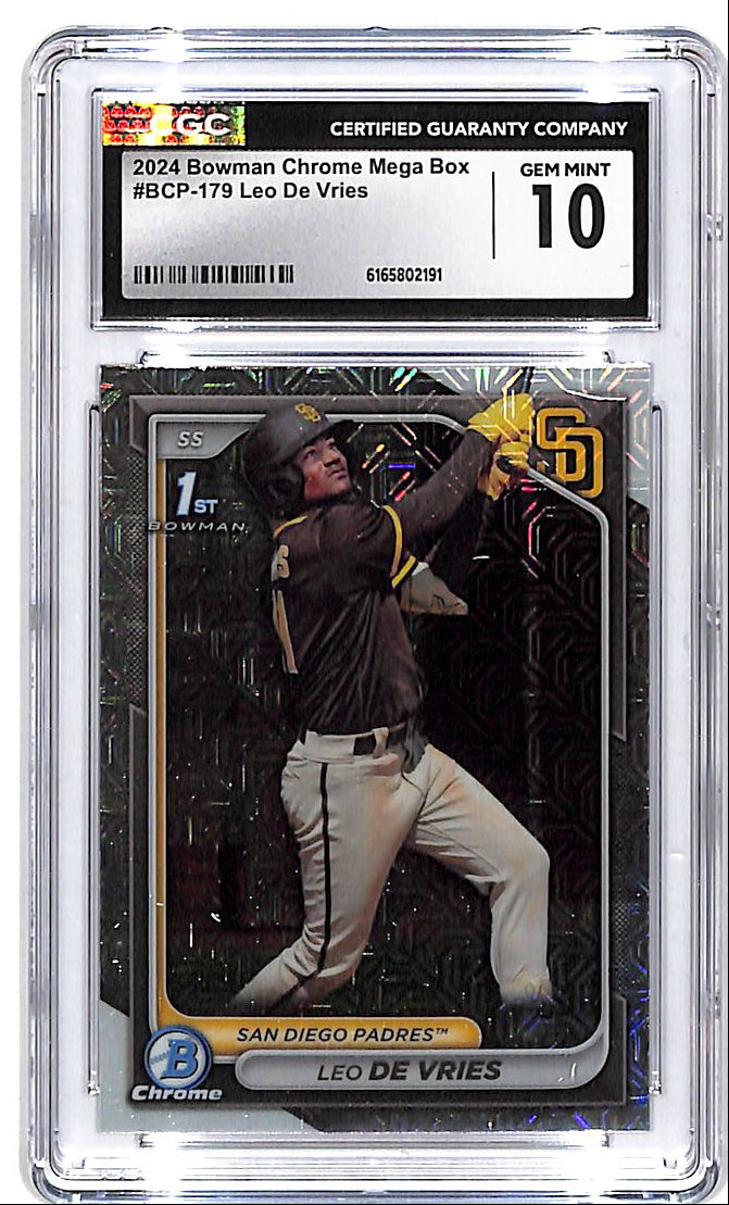 2024 Bowman Chrome Leo De Vries Rookie RC Mega Box Mojo Refractor CGC 10 Padres