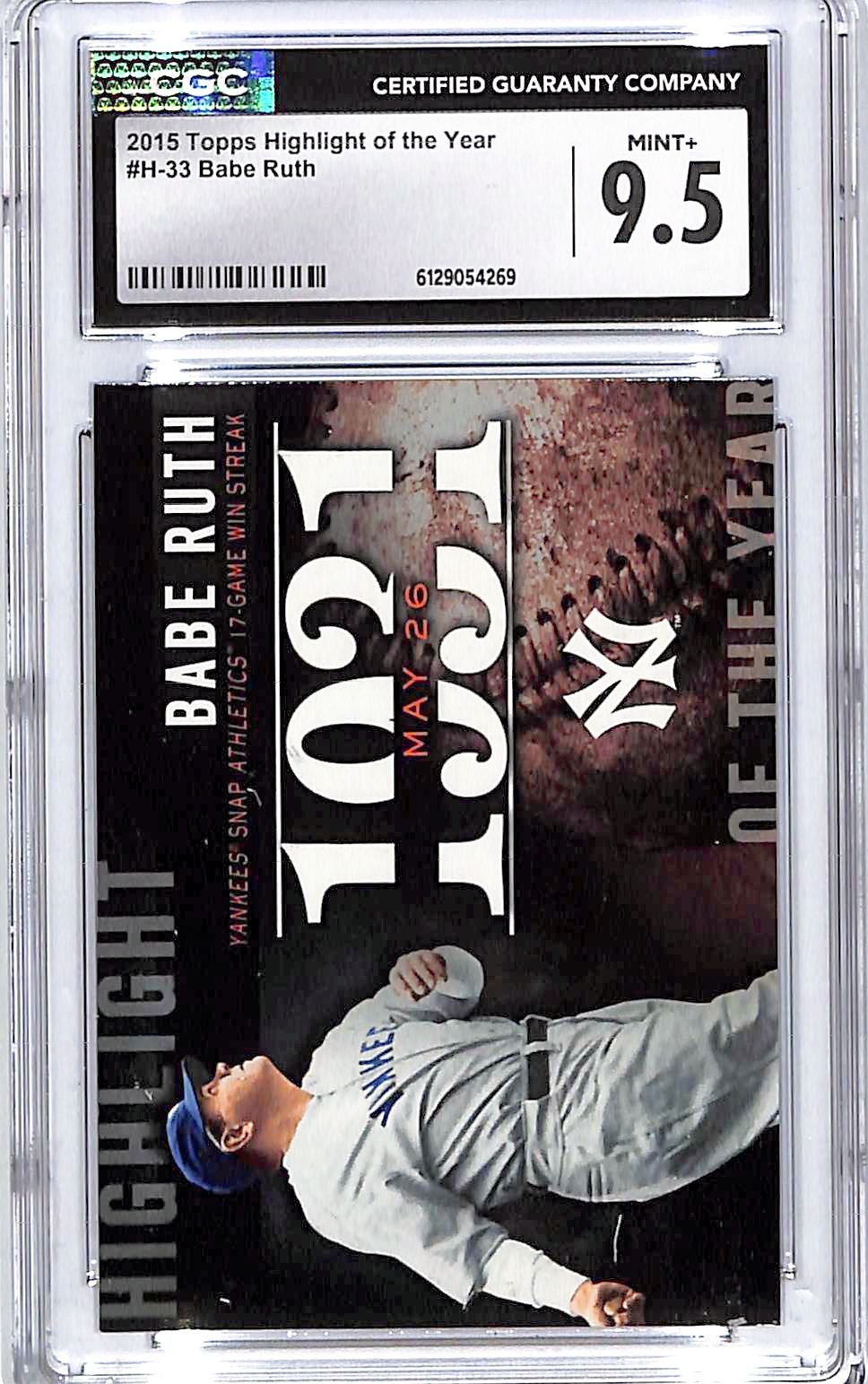 2015 Topps Babe Ruth Highlight of the Year #33 CGC 9.5 Yankees