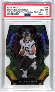 2022 Select Trevor Lawrence Green Yellow Die Cut PSA 10 Jaguars