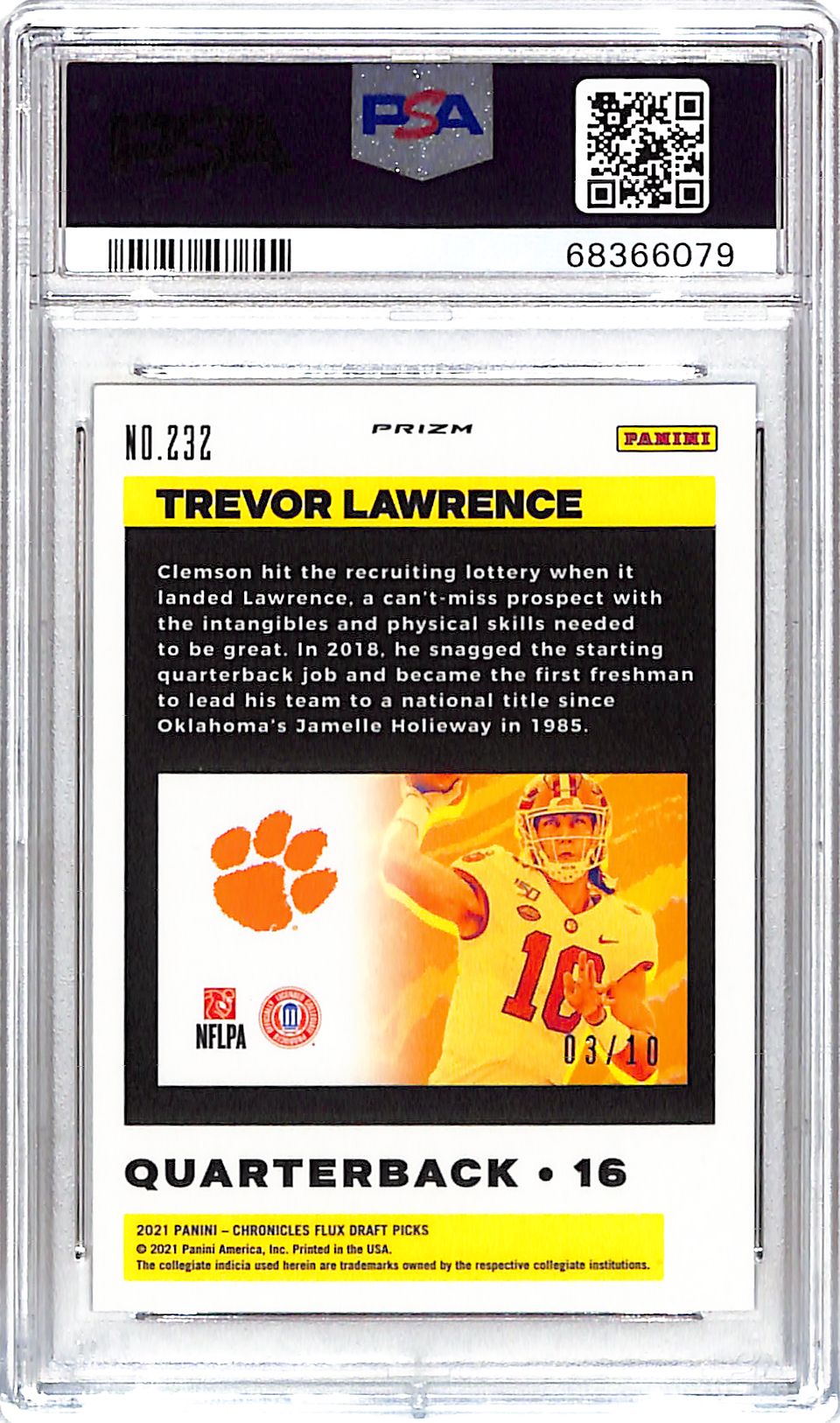 2021 Chronicles Draft Picks Trevor Lawrence Rookie RC Gold /10 PSA 10 Jaguars