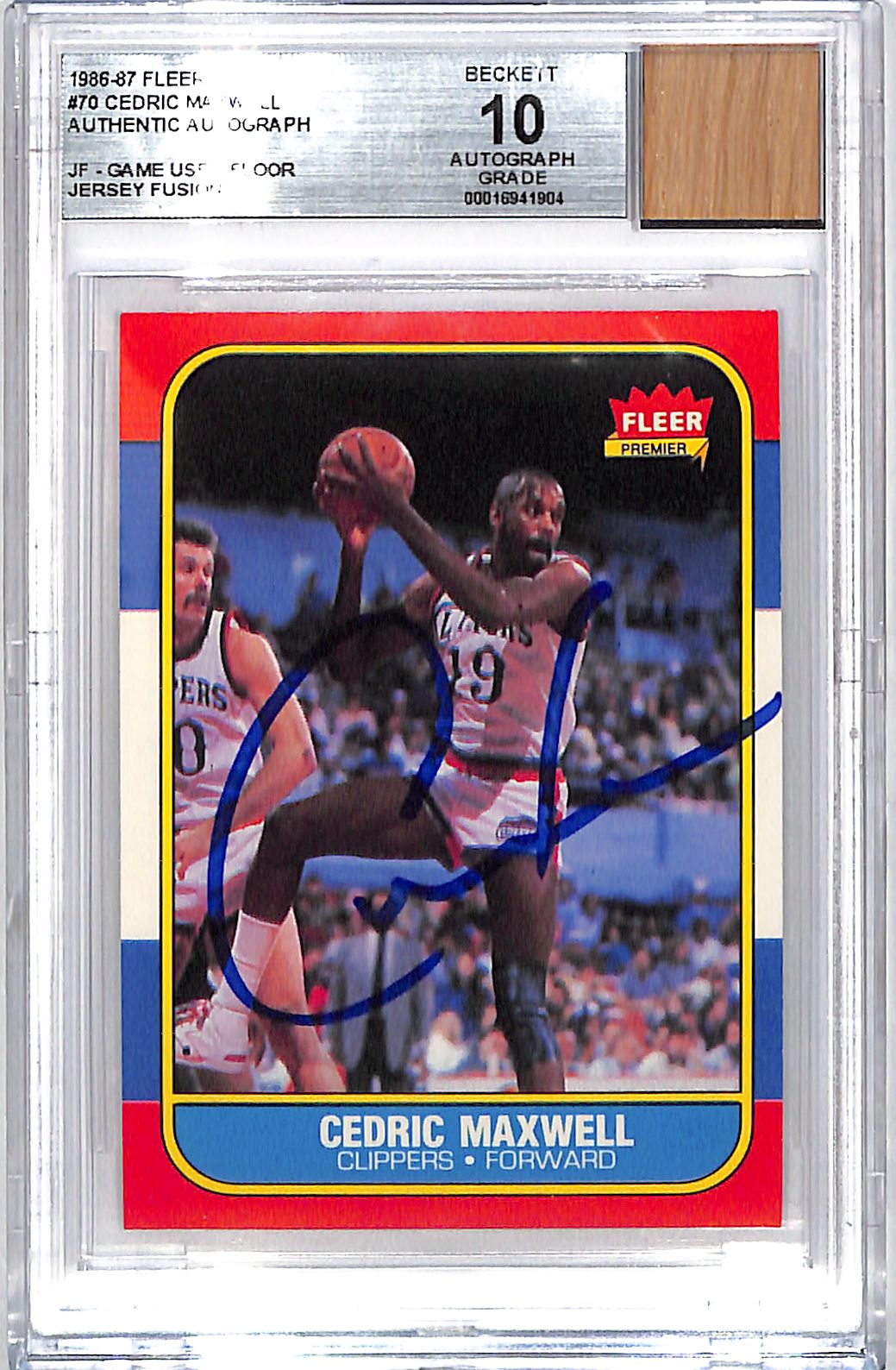 1986-87 Fleer Cedric Maxwell Jersey Fusion Auto Autograph Game Used Floor BGS 10 Authentic