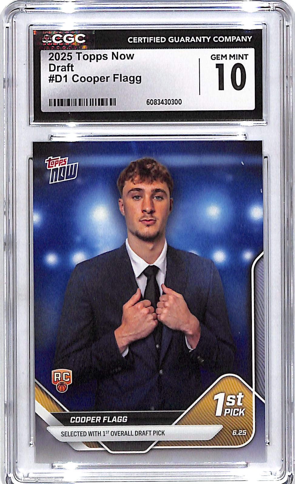 2025 Topps Now Cooper Flagg Draft Rookie RC D1 CGC 10 Mavericks