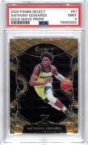 2020-21 Select Anthony Edwards Rookie RC Gold Wave PSA 9 Timberwolves