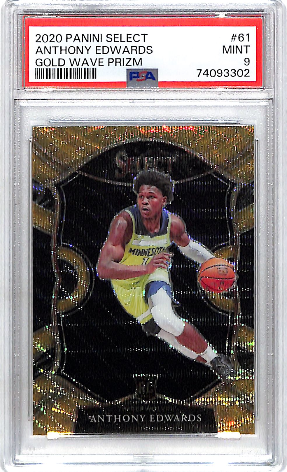 2020-21 Select Anthony Edwards Rookie RC Gold Wave PSA 9 Timberwolves