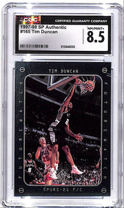 1997-98 SP Authentic Tim Duncan Future Watch Rookie RC #165 CGC 8.5 Spurs