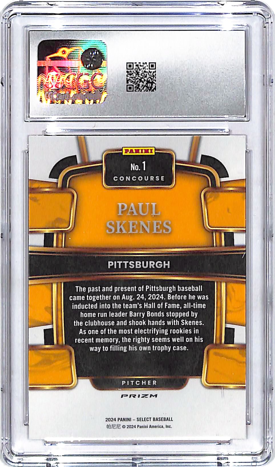 2024 Select Paul Skenes Rookie RC Orange Flash CGC 10 Pirates