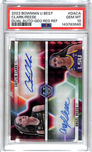 2023-24 Bowman Best University Angel Reese Caitlin Clark Auto Autograph Red Refractor PSA 10 /5