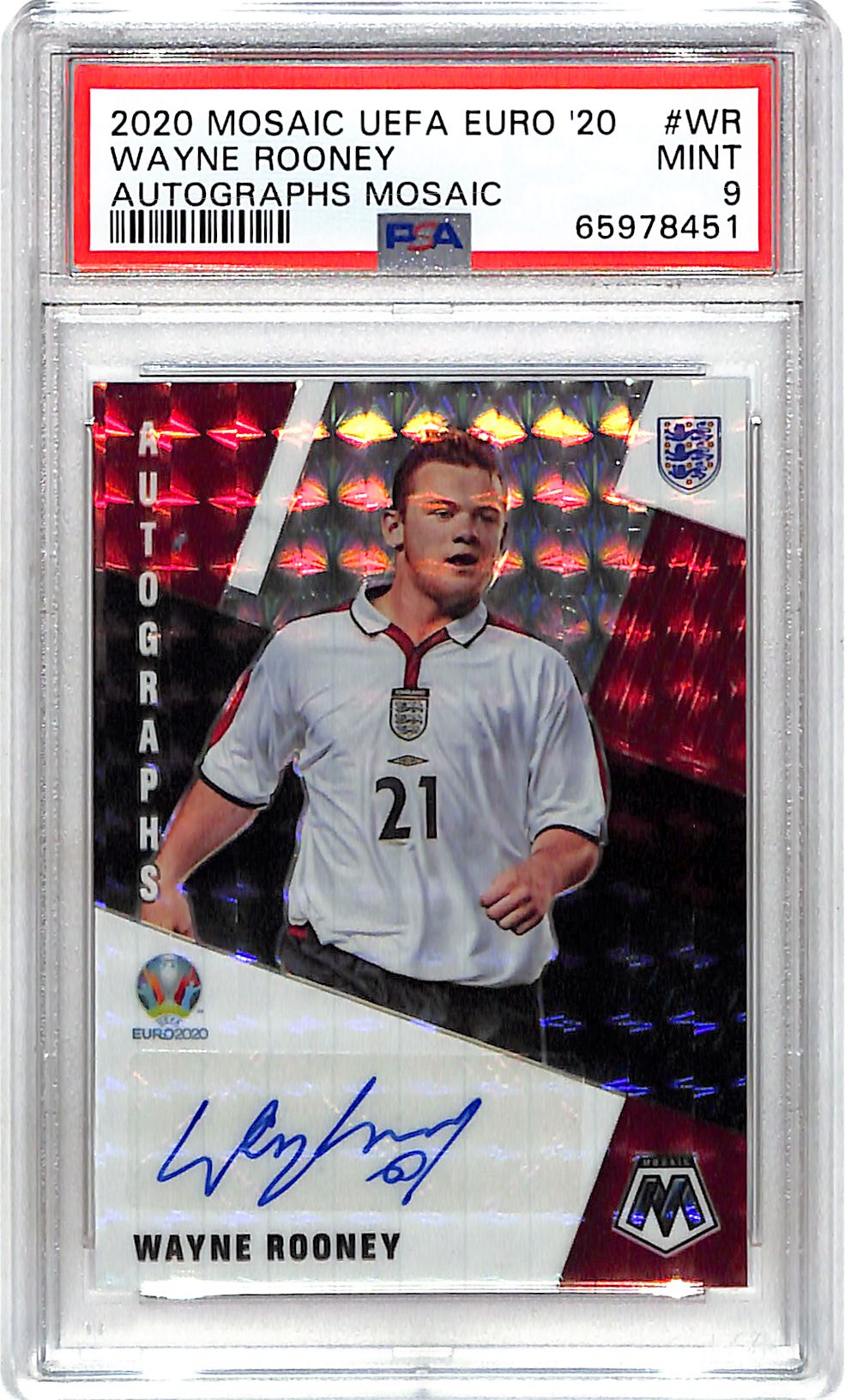 2020 Mosaic UEFA Euro Wayne Rooney Auto Autograph PSA 9 England