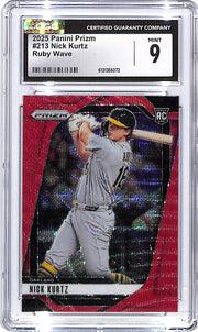 2025 Prizm Nick Kurtz Rookie RC Ruby Wave #213 CGC 9 Athletics