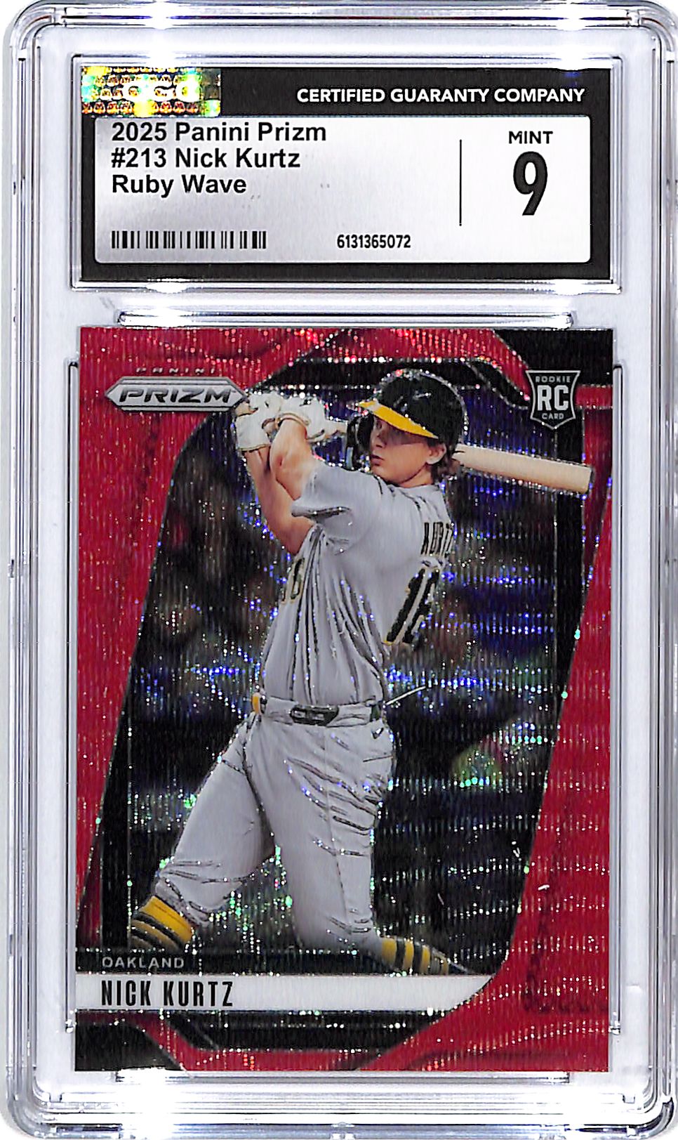 2025 Prizm Nick Kurtz Rookie RC Ruby Wave #213 CGC 9 Athletics