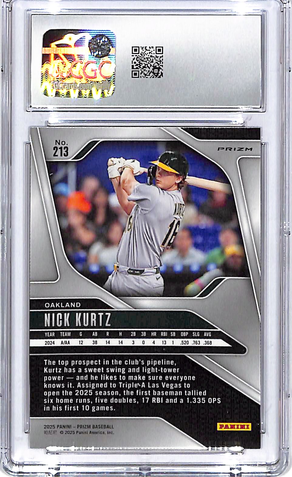 2025 Prizm Nick Kurtz Rookie RC Ruby Wave #213 CGC 9 Athletics