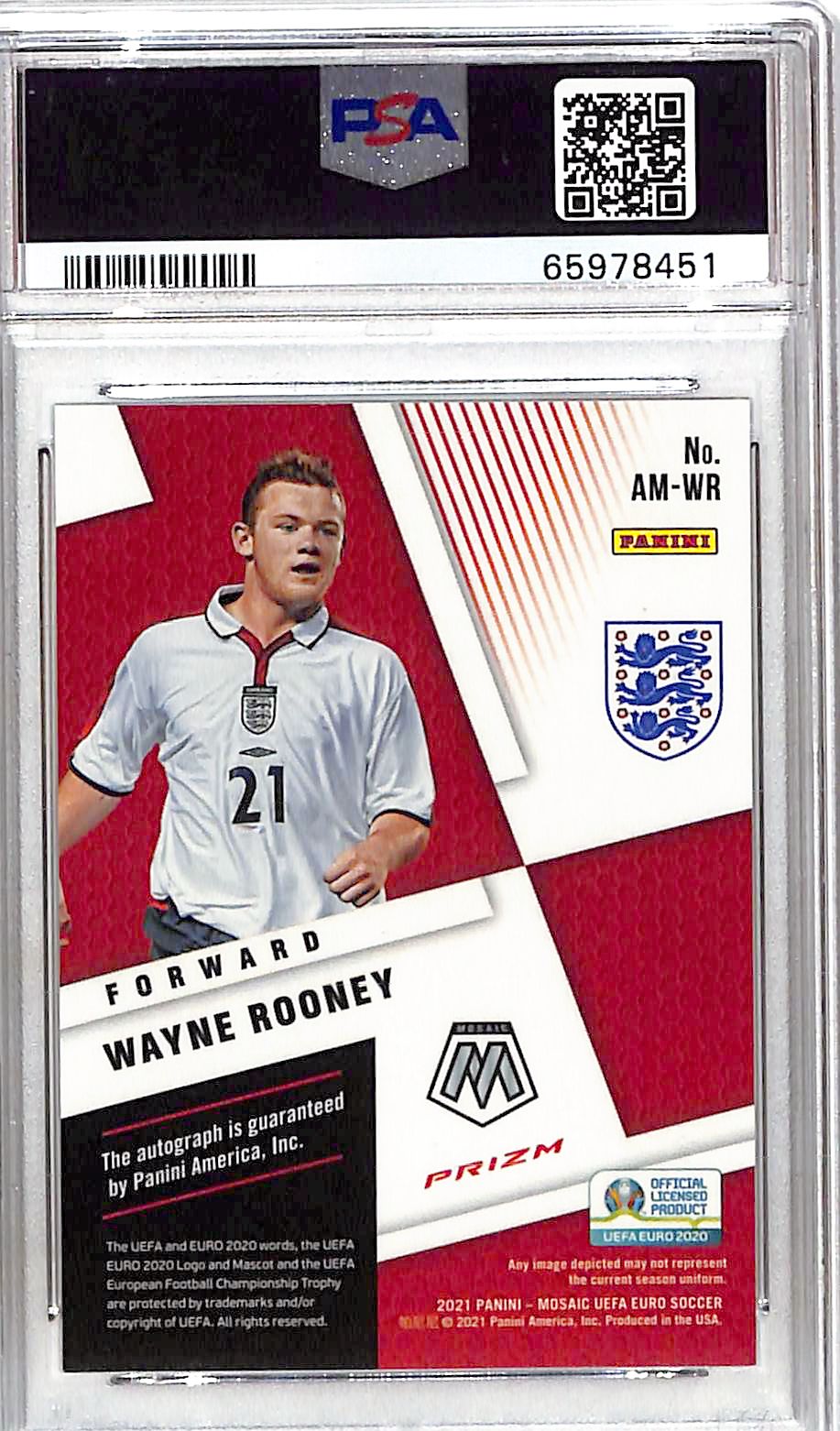 2020 Mosaic UEFA Euro Wayne Rooney Auto Autograph PSA 9 England