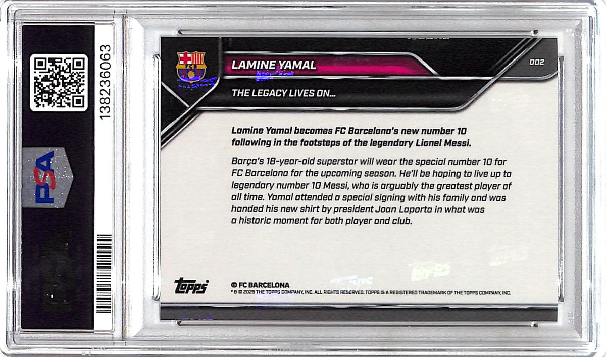 2025 Topps Now Lamine Yamal Messi FC Barcelona #2 PSA 10