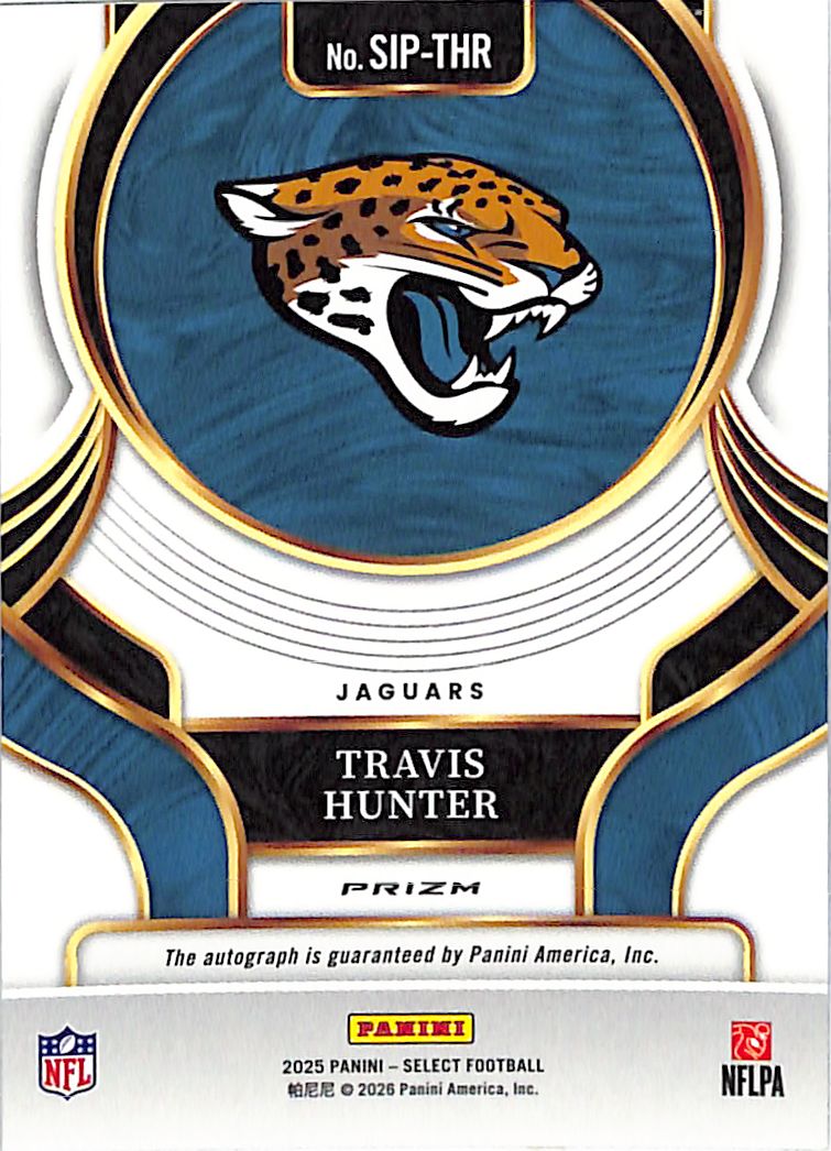 2025 Select Travis Hunter Auto Autograph Rookie RC Silver Jaguars