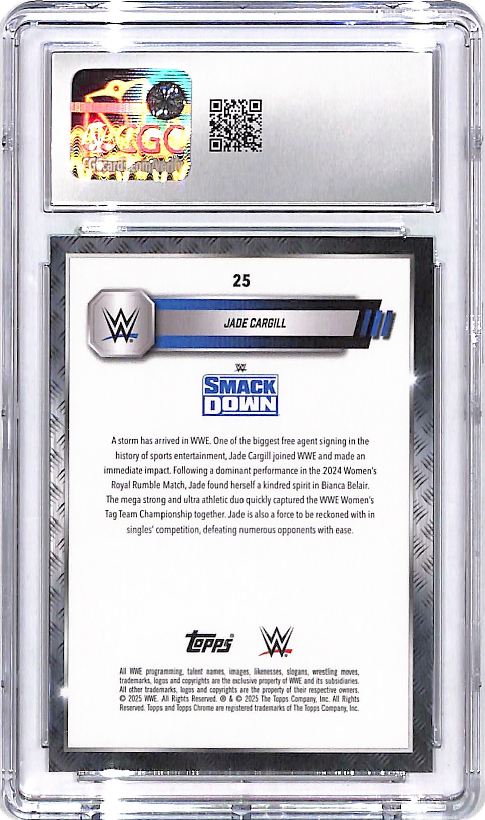 2025 Topps Chrome Sapphire WWE Jada Cargill Green Refractor /75 CGC 10