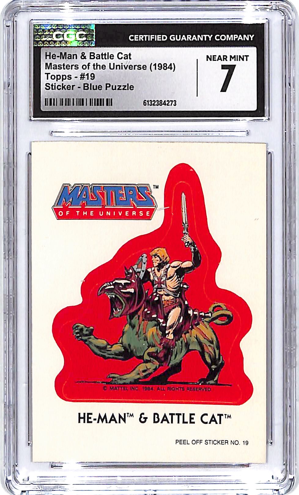 1984 Topps Masters of the Universe He-Man & Battle Cat Sticker Blue Puzzle CGC 7